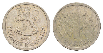 Финляндия 1 марка 1974 KM 49a медно-никель 4153-1255