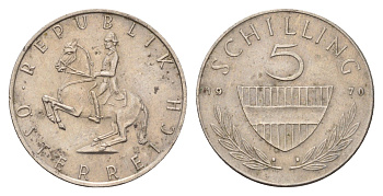 Австрия 5 шиллингов 1970 KM 2889a медно-никель 4671-642