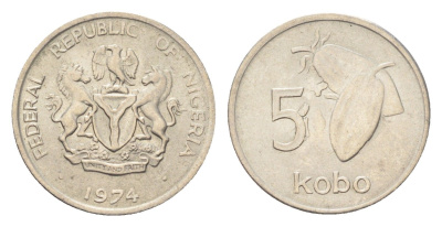 Нигерия 5 кобо 1974 KM 9.1 медно-никель UNC 4702-764