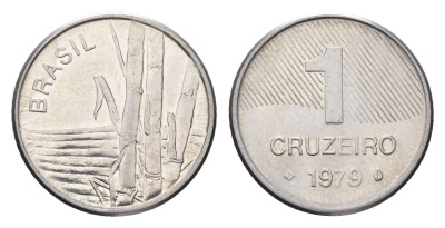 Бразилия 1 крузейро 1979 сахарный тростник KM 590 нержавеющая сталь 4664-531