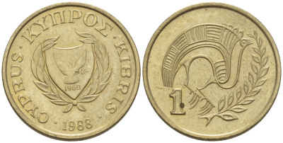 КИПР 1 ЦЕНТ 1988 KM 53.2 никель латунь 66-455