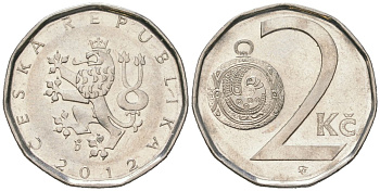 Чехия 2 кроны 2012 b’ KM 9 сталь плакированная никелем aUNC 4516-959