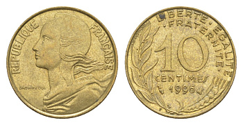 Франция 10 сантимов 1996 тип Morlon KM 929, Le Franc 144.40 алюминиевая бронза UNC 4630-369