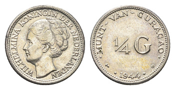 Кюрасао 1/4 гульдена 1944 KM 44 серебро 4668-729