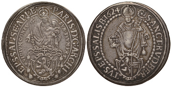 Австрия, Зальцбург 1 рейхсталер 1624 Святой Руперт, Пэрис вон Лодрон (1619-1653) KM 87, Dav. 3504, Zottl 1475 серебро 00-000-00