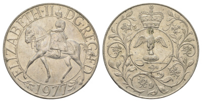 Великобритания 25 пенсов 1977 25 лет со дня коронации Елизаветы, Елизавета II (1952-2022) KM 894, Spink 4136 медно-никель 4386-535