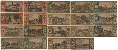 ГЕРМАНИЯ 19 БОН ПО 50 ПФЕННИГОВ 1921 ГОРОДСКИЕ ВИДЫ бумага UNC (ПРЕСС) 70-3312