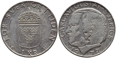 Швеция 1 крона 1978 Карл XVI Густав (1973- ) KM 852 медь плакированная медно-никелем 4397-852