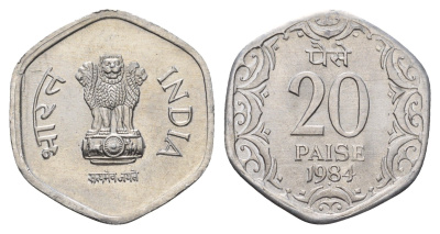 Индия 20 пайс 1984 KM 44 алюминий UNC 4688-1212