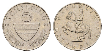 Австрия 5 шиллингов 1993 KM 2889a медно-никель 190-544