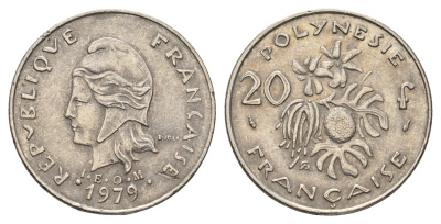 Французская Полинезия 20 франков 1979 KM 9 никель 176-112