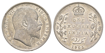 Британская Индия 1 рупия 1905 Эдуард VII (1901-1910) KM 508 серебро  aUNC  1528-1434