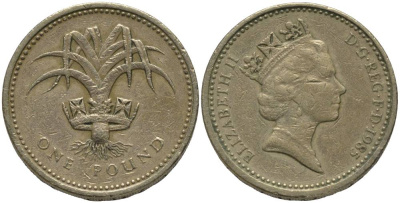 Великобритания 1 фунт 1985 Елизавета II (1952-2022) KM 941, Spink 4331 никель латунь 181-621