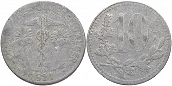 Алжир, Французская оккупация 10 сантимов 1921 Alger Chamber of Commerce KM TnA5 алюминий 114-916
