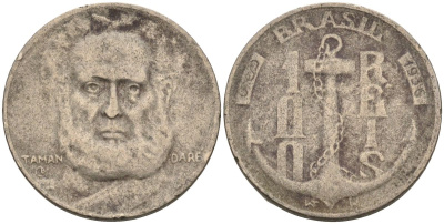 Бразилия 100 рейс 1936 Маркиз Тамандаре KM 536 медно-никель 4115-511