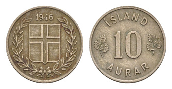 Исландия 10 эйре 1946 KM 10 медно-никель 4632-932