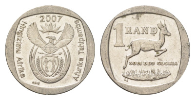 ЮАР 1 ранд 2007 KM 344 медь плакированная никелем 4627-467