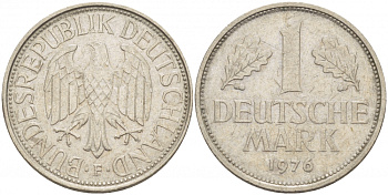 ФРГ 1 МАРКА 1976 F KM 110 медно-никель 113-1036