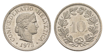 Швейцария 10 раппенов 1973 KM 27 медно-никель 4625-614