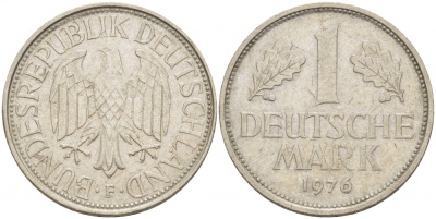ФРГ 1 МАРКА 1976 F KM 110 медно-никель 113-1036