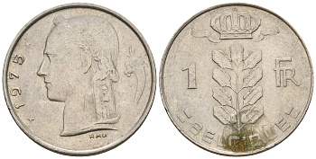 Бельгия 1 франк 1951 Belgie, Бодуэн I (1951-1993) KM 143.1 медно-никель 259-1043