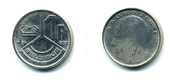 БЕЛЬГИЯ 1 ФРАНК 1989 BELGIQUE KM 170 сталь плакированная никелем 25-1436