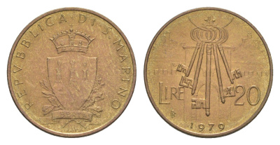 Сан-Марино 20 лир 1979 Институциональные органы государства KM 93 алюминиевая бронза UNC 4647-226