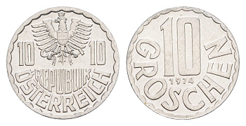 Австрия 10 грошей 1974 KM 2878 алюминий PROOF 4147-258
