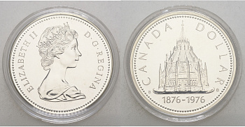 Канада 1 доллар 1976 100 лет библиотеке Парламента (1876-1976) KM 106 серебро UNC 1076-2-23