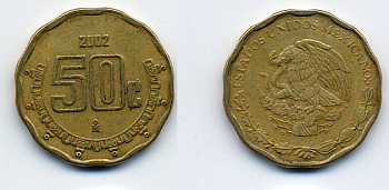 Мексика 50 сентаво 2002 KM 549 алюминиевая бронза 54-1243