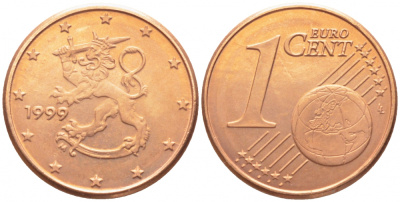 Финляндия 1 евроцент 1999 KM 98 сталь плакированная медью UNC 105-455