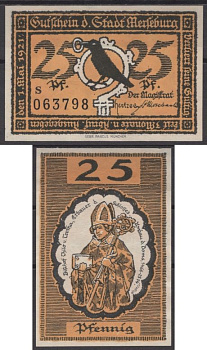 Мерзебург 25 пфеннигов 1921 DeNG 2 884.1-4/10 бумага UNC (пресс) 8612-9-2-1