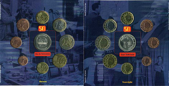 Бельгия набор из 8 монет (1, 2, 5, 10, 20 и 50 евроцентов; 1 и 2 евро) и жетона монетного двора 2003 официальный набор, в оригинальной упаковке KM MS19 (224, 225, 226, 227, 228, 229, 230 и 231)   BU   6-5-3-22