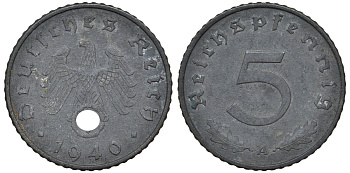 Германия 5 рейхспфеннигов 1940 A KM 100, J.370 цинк 4174-462