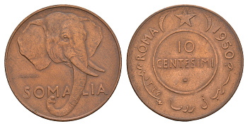 Сомали 10 чентезимо 1950 KM 3 медь 4653-546