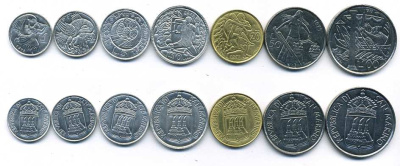 Сан-Марино годовой набор из 7 монет 1973 1, 2, 5, 10, 20, 50 и 100 лир KM 22-28 UNC 3-6-4-47