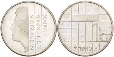 Нидерланды 1 гульден 1982 Беатрикс (1980-2013) KM 205 никель 213-937