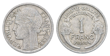 Франция 1 франк 1959 KM 885a алюминий 4641-1031