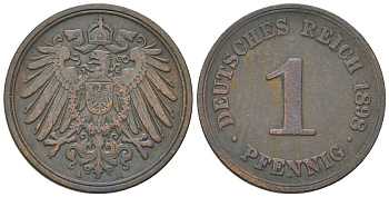 Германия 1 пфенниг 1898 А KM 10, J. 10 медь 4385-625