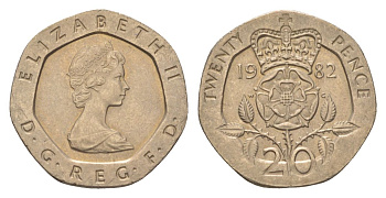 Великобритания 20 пенсов 1982 Елизавета II (1952-2022) KM 931, Spink 4230 (G1) медно-никель 4627-653