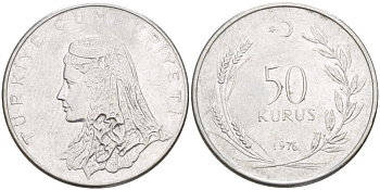 Турция 50 курушей 1976 Анатолийская невеста KM 899 нержавеющая сталь 216-155