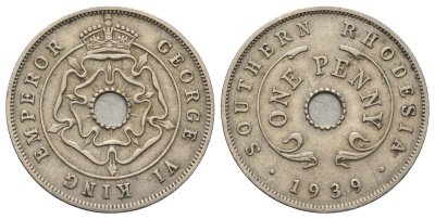 Южная Родезия 1 пенни 1939 KM 8 медно-никель 65-715