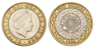Великобритания 2 фунта 1998 Елизавета II (1952-2022) KM 994, Spink 4570 (K9) биметалл 3999-1022