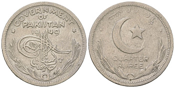 Пакистан 1/4 рупии 1949 KM 5 никель 4591-446