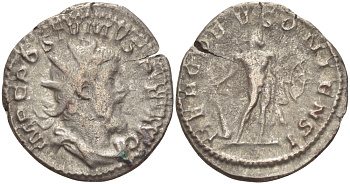 Римская Империя (императоры в Галлии) антониниан 260 - 269 Постум. IMP C POSTVMVS P F AVG / HERC DEVSONIENSI, Геркулес с палицей, луком и львиной шкурой, Колония Агриппины, Good Very fine RIC 64 биллон 1073-12-22