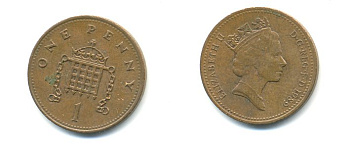Великобритания 1 пенни 1989 Елизавета II (1952-2022) KM 935, Spink 4381 (B3) бронза 59-1711