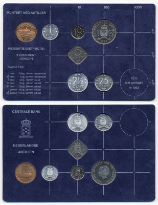 Нидерланды набор из 6 монет 1983 плюс жетон монетного двора UNC 1-6-2-28