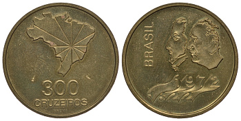 Бразилия 300 крузейро 1972 независимость, пробная / проба KM Pr7 UNC 00-812-04