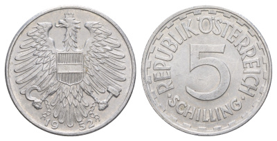 Австрия 5 шиллингов 1952 KM 2879 алюминий aUNC 4389-416