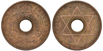 Британская Западная Африка 1/2 пенни 1952 H, Георг VI KM 27a бронза 25-1354